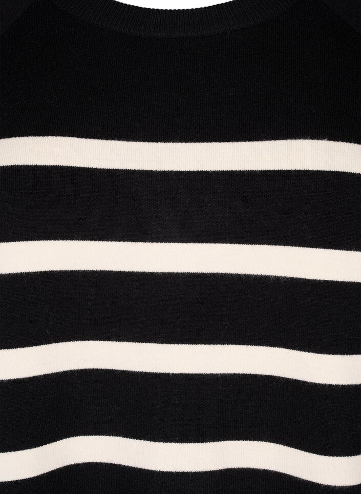 3/4 sleeve knitted blouse with stripes, Black Birch Stripes, Packshot image number 2