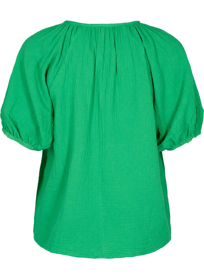 Cotton blouse with 1/2 sleeves, Bright Green, Packshot image number 1