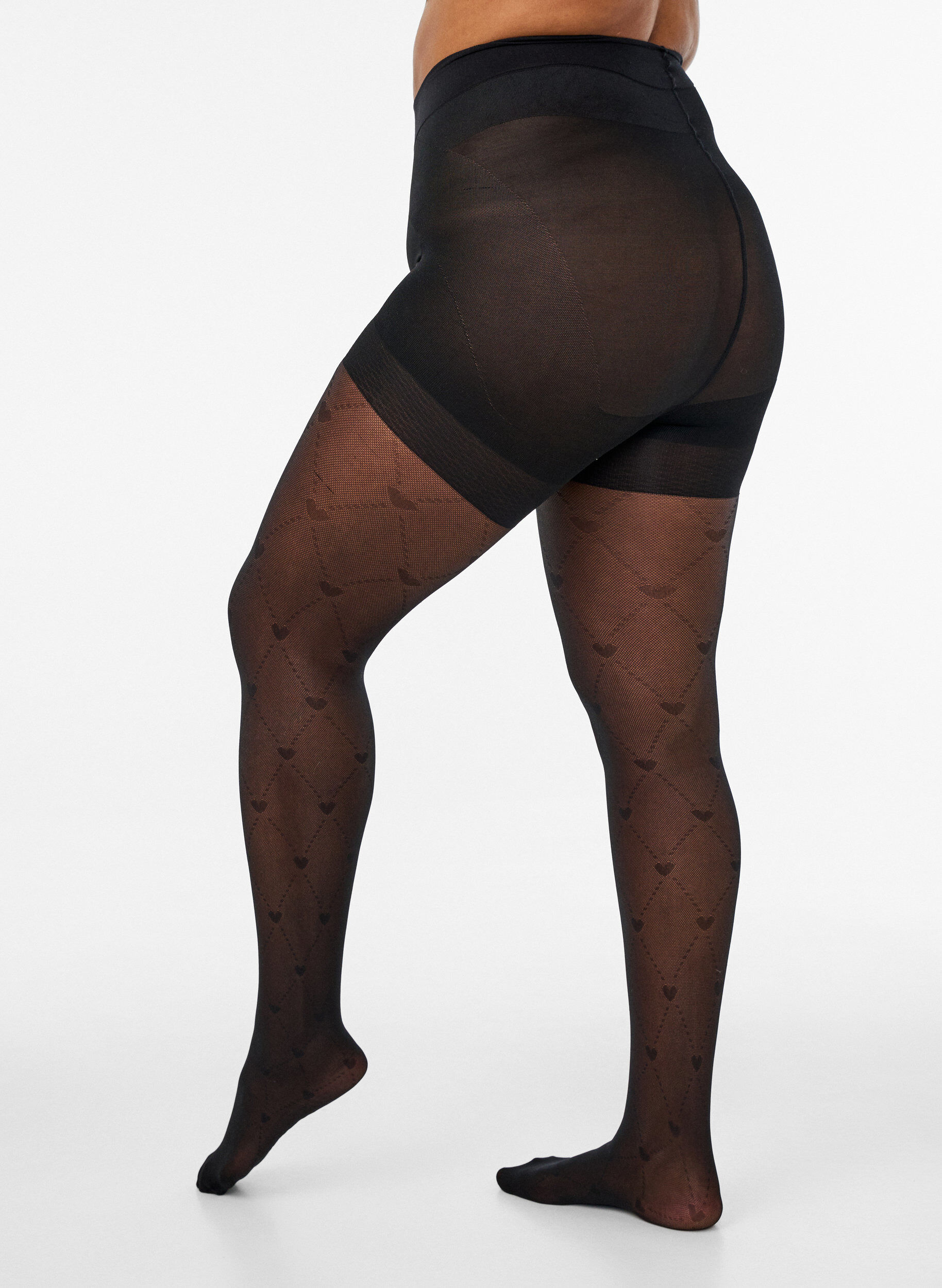 ZizzifashionPush-up tights 50 denier with heart pattern, Black, Packshot image number 1