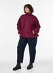 Teddy jacket with eyelet embroidery trim and high collar, Red, Model image number 1