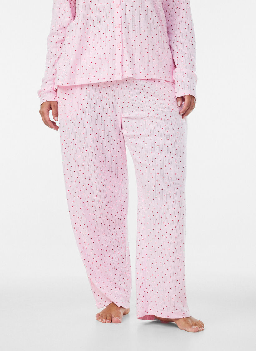 Organic cotton pyjama bottoms with eyelet embroidery, Pink, Model image number 3