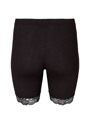 Cycling shorts with lace trim, Black, Packshot image number 1