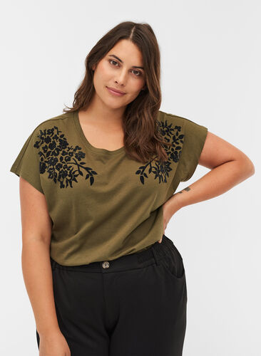 Printed organic cotton t-shirt, Ivy Green, Model image number 0