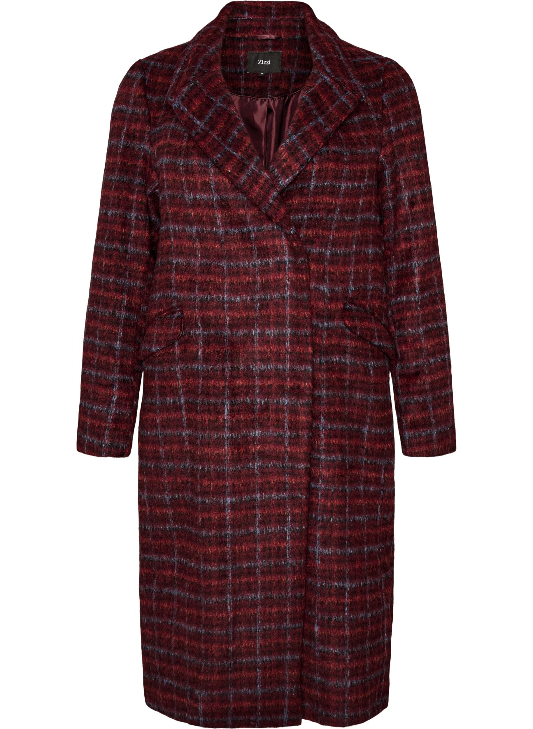 ZizzifashionChecked coat with pockets, Red, Packshot image number 0