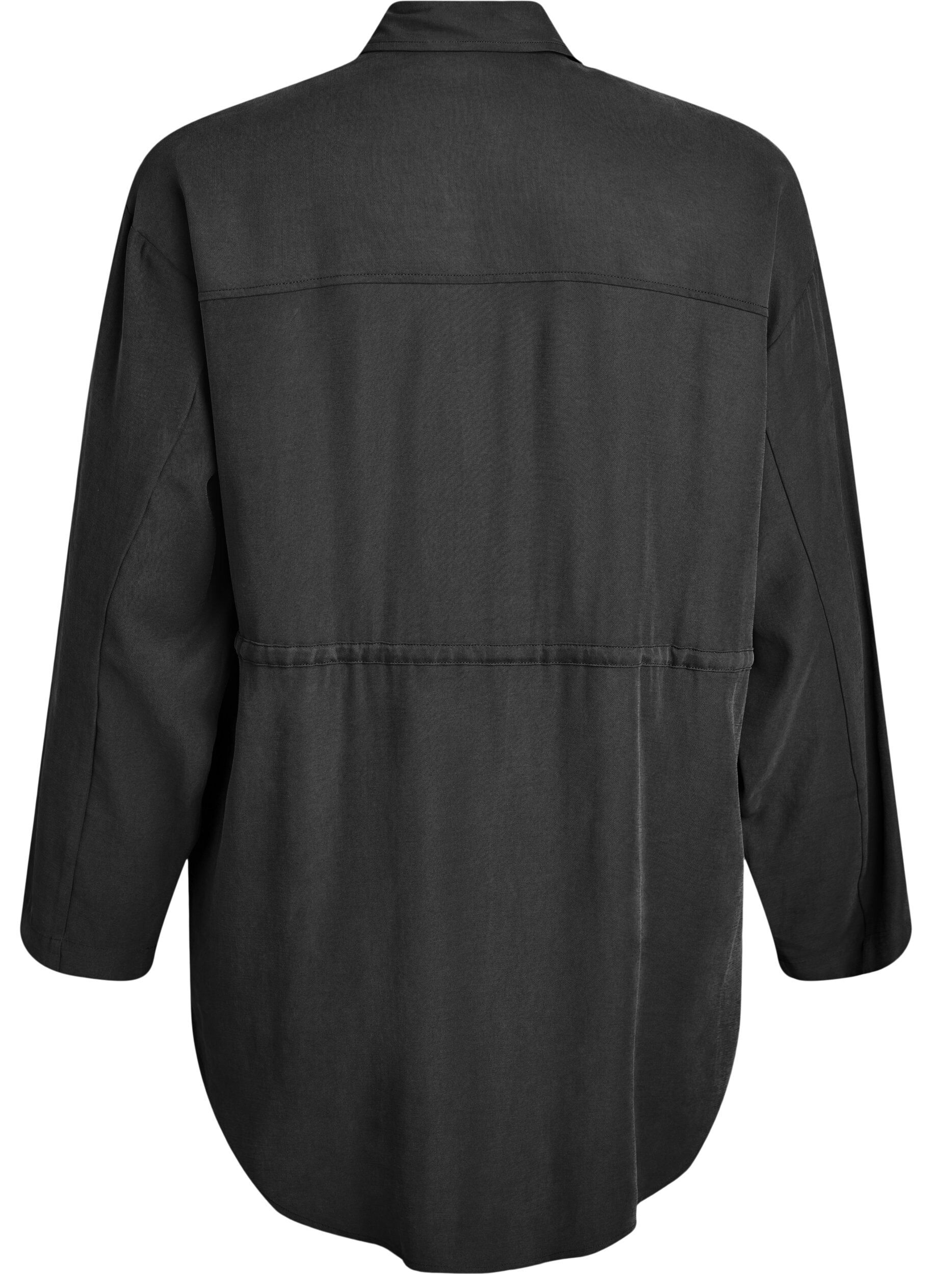 Zizzifashion Tunic with chest pockets and adjustable waist, Black, Packshot image number 1