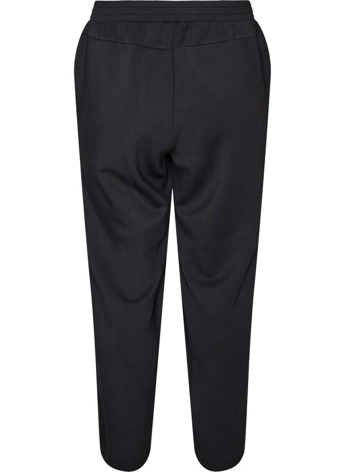 Loose jersey trousers with high waist and pockets, Black, Packshot image number 1