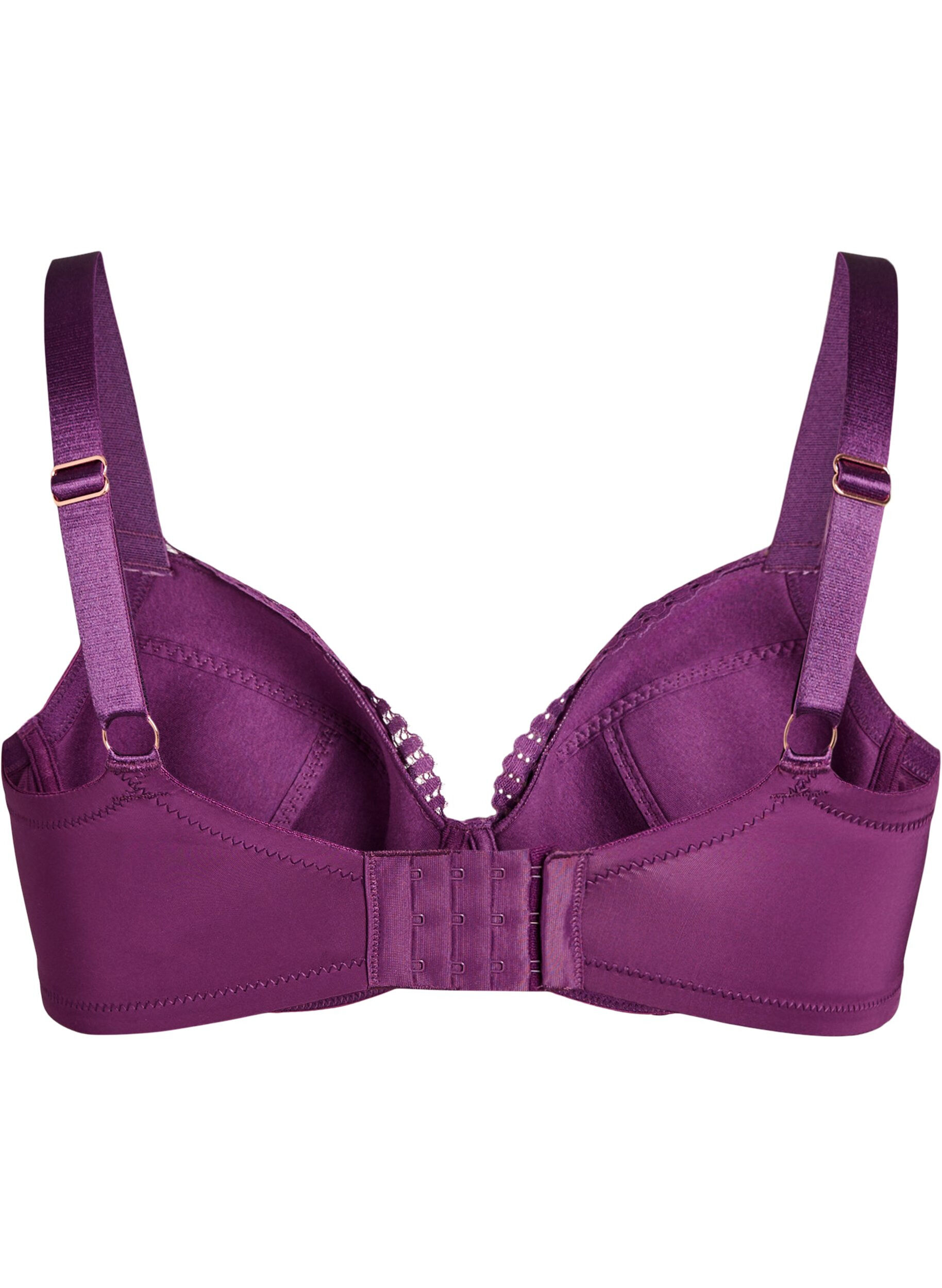 Zizzifashion Padded bra with a lace detail, Dark Bordeaux, Packshot image number 1