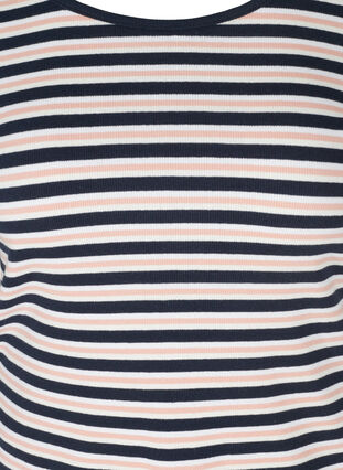Striped, ribbed cotton t-shirt, Blue Rose Stripe, Packshot image number 2