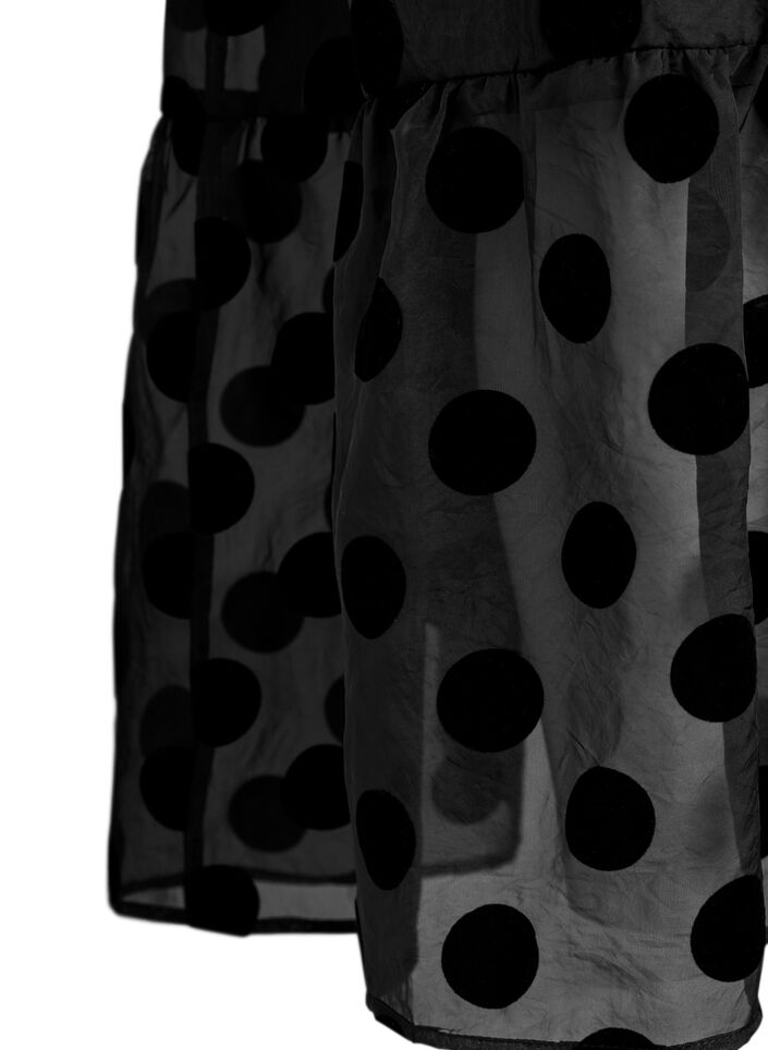 Midi skirt in organza-look with velvet dots, Black, Packshot image number 3
