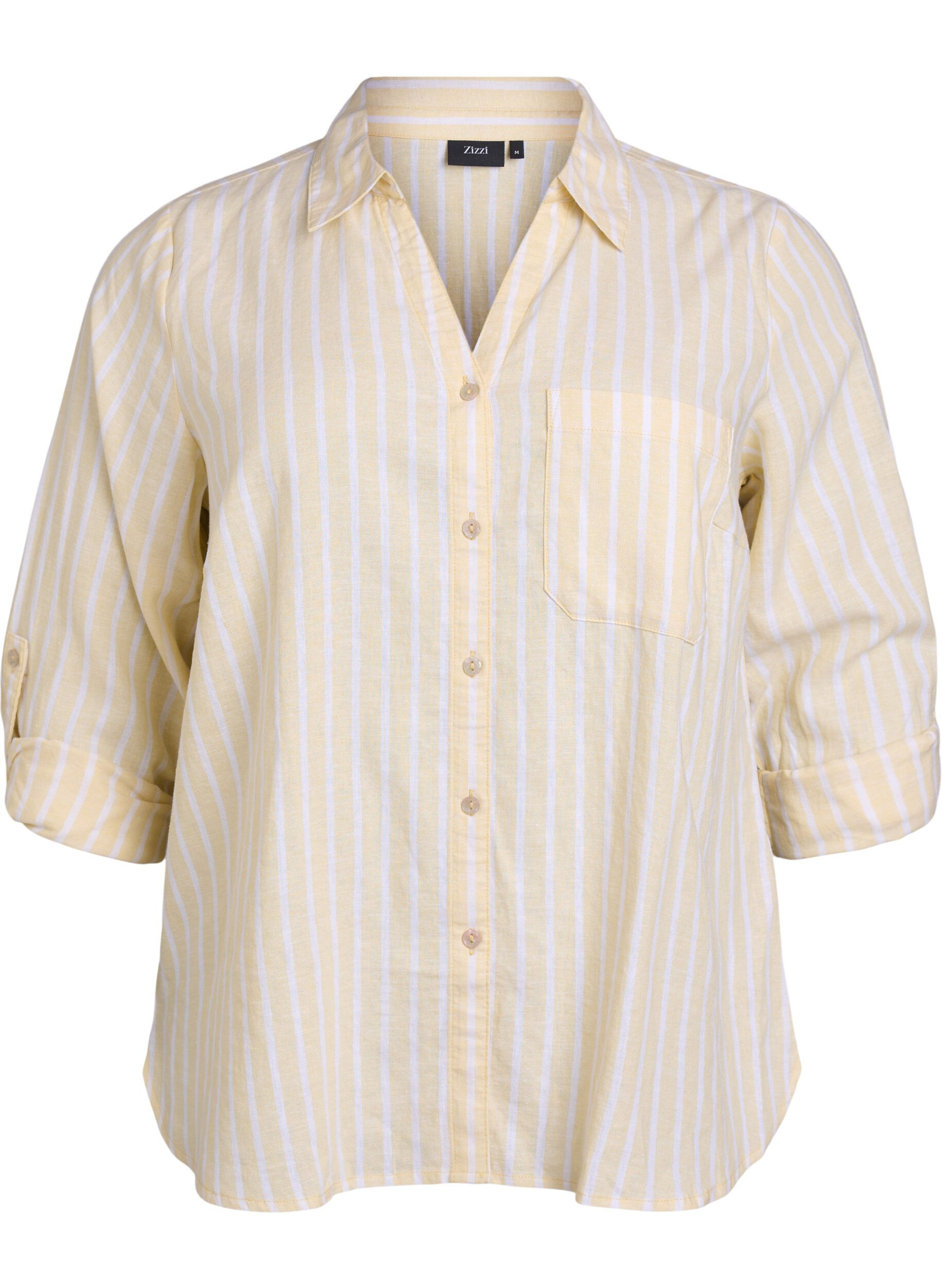 ZizzifashionShirt in linen and viscose with 3/4 sleeves, Beige, Packshot image number 0
