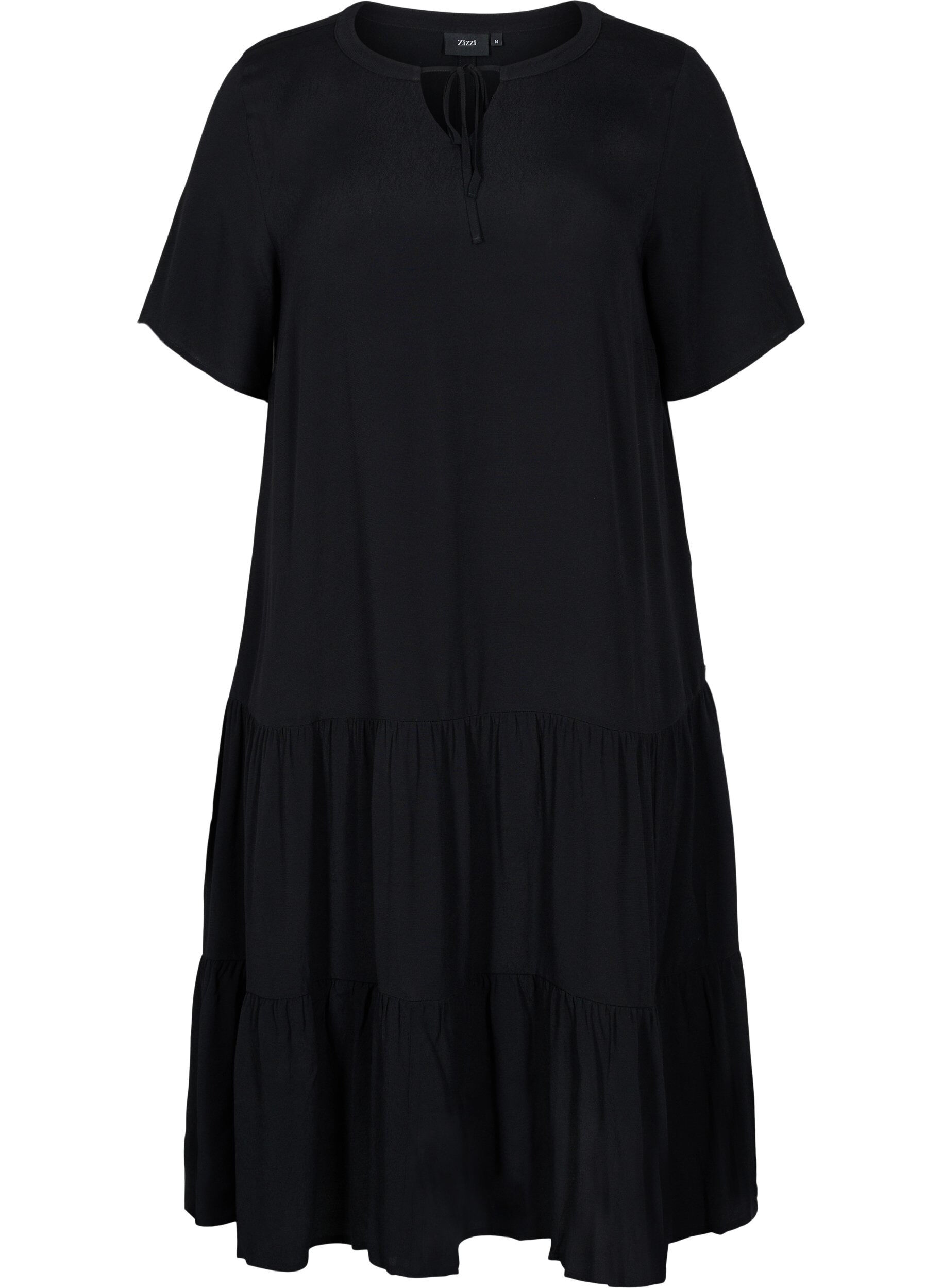 Zizzifashion Short sleeve viscose dress, Black, Packshot image number 0