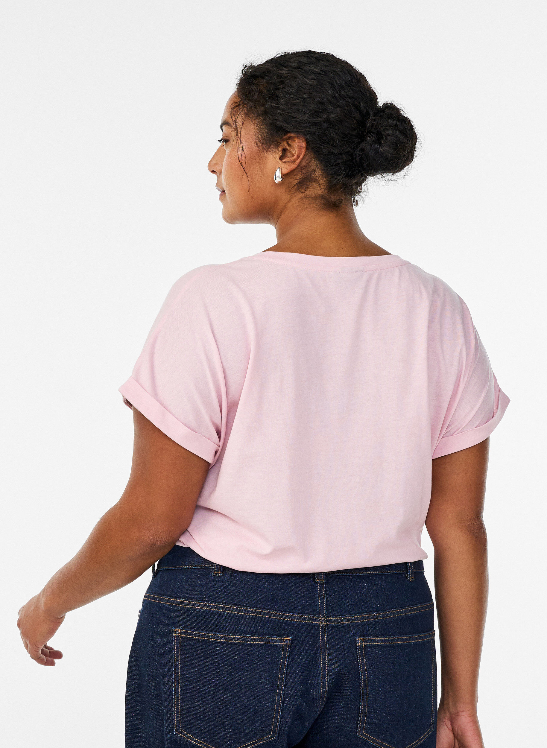 ZizzifashionShort-sleeved cotton blend t-shirt, Pink, Model image number 2