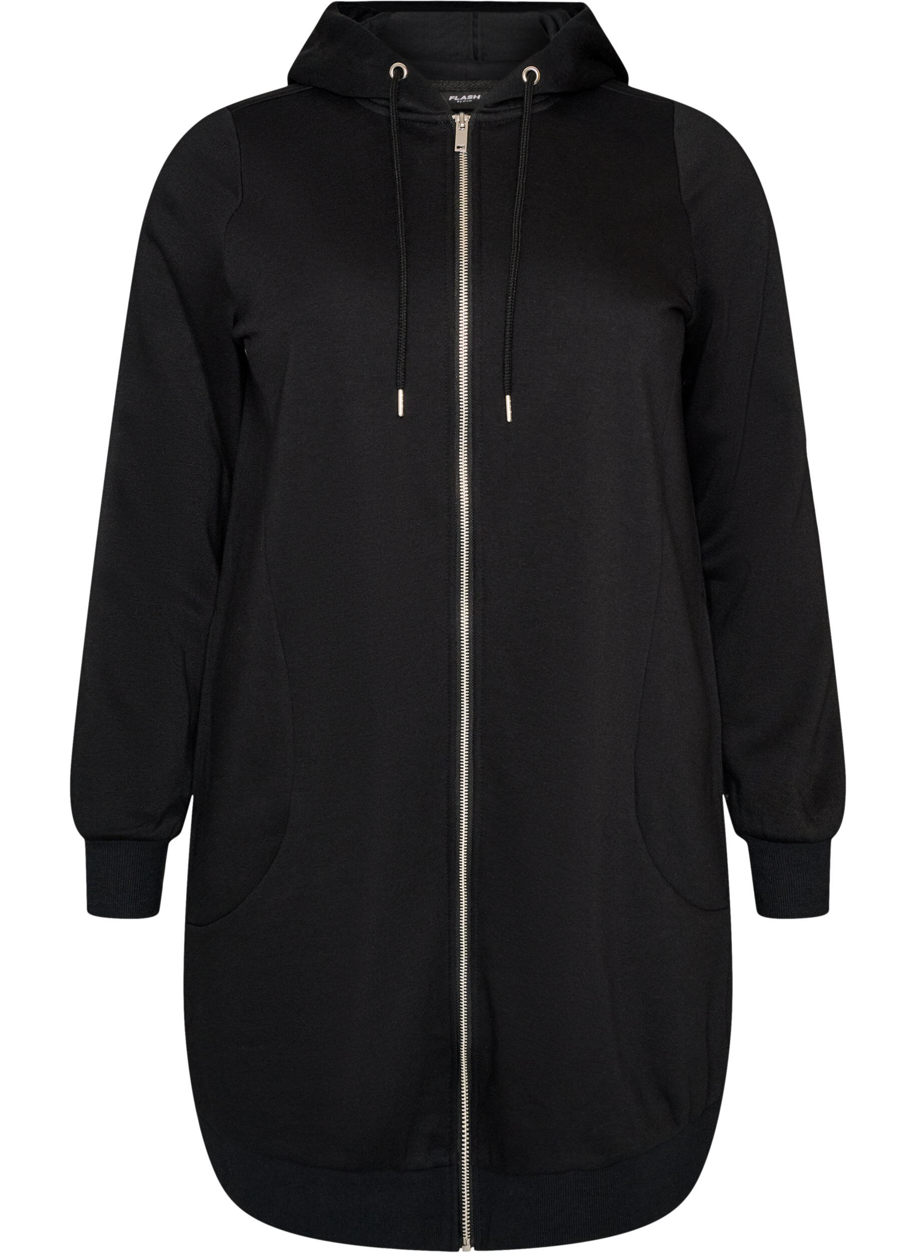 FLASH - Long hoodie with zip and pockets