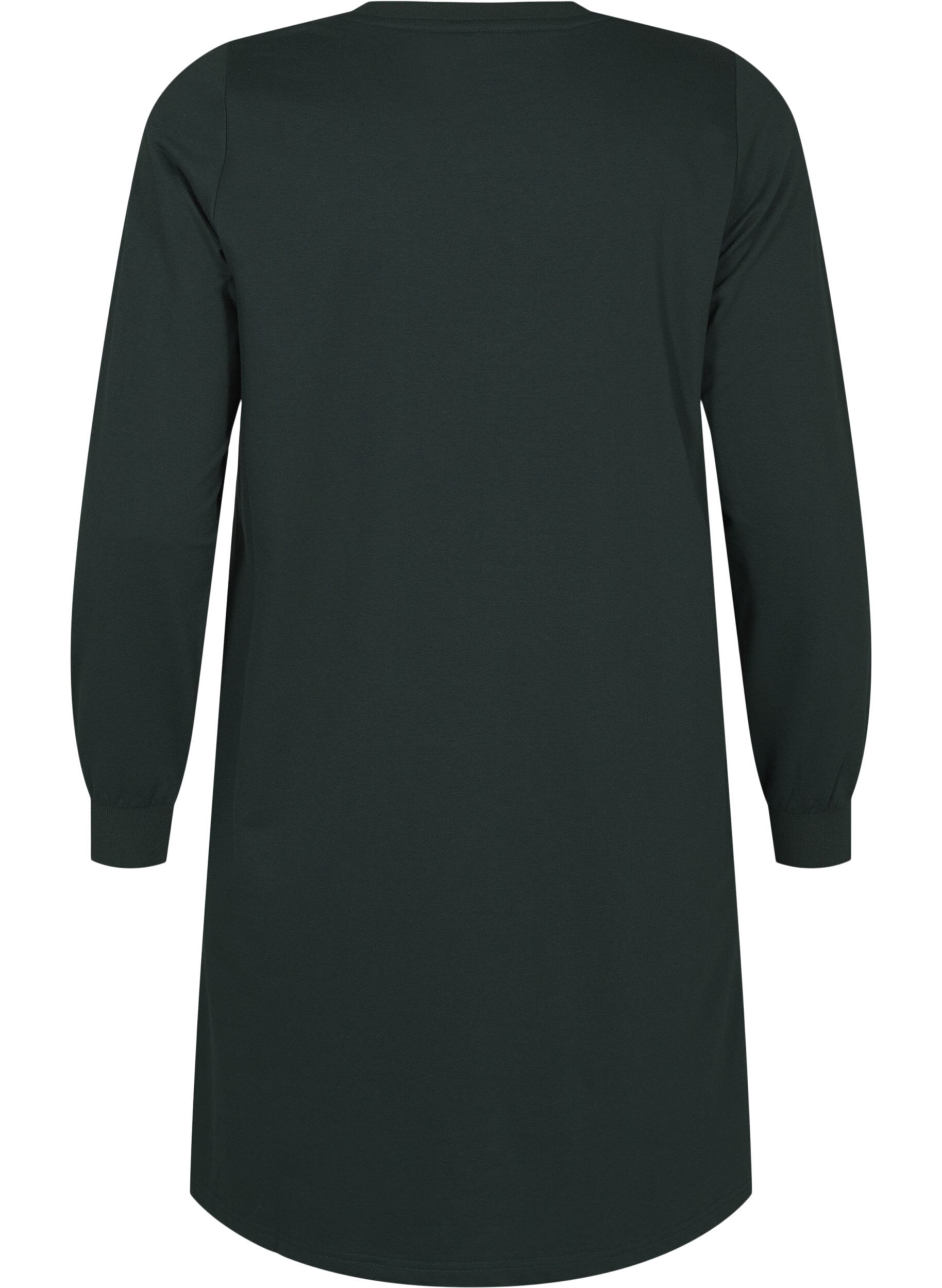 Zizzifashion Short sweat dress with lace detail, Scarab, Packshot image number 1