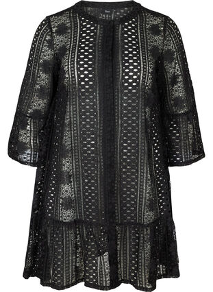 Short lace dress with buttons, Black, Packshot image number 0