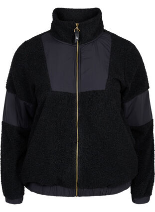 Teddy sports jacket with zip, Black, Packshot image number 0
