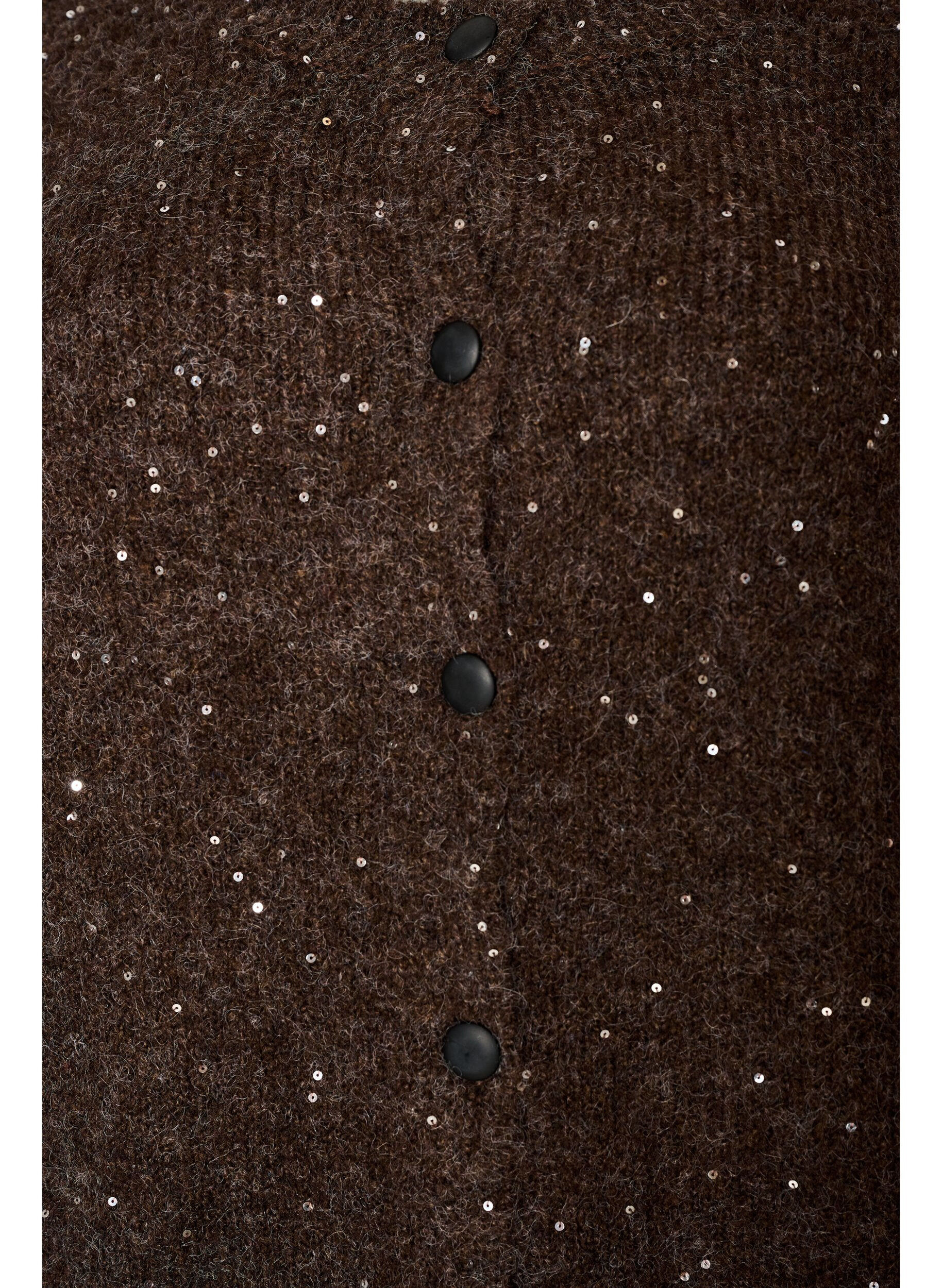 ZizzifashionCardigan with sequins and buttons, Brown, Packshot image number 2