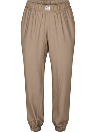 Loose viscose trousers with elastic borders and pockets, Timber Wolf, Packshot image number 0