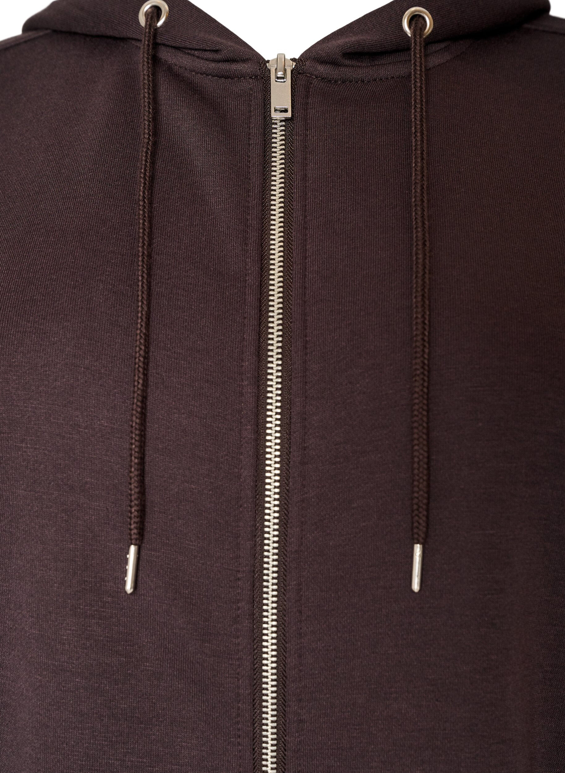ZizzifashionLong hoodie with zip and pockets, Brown, Packshot image number 2