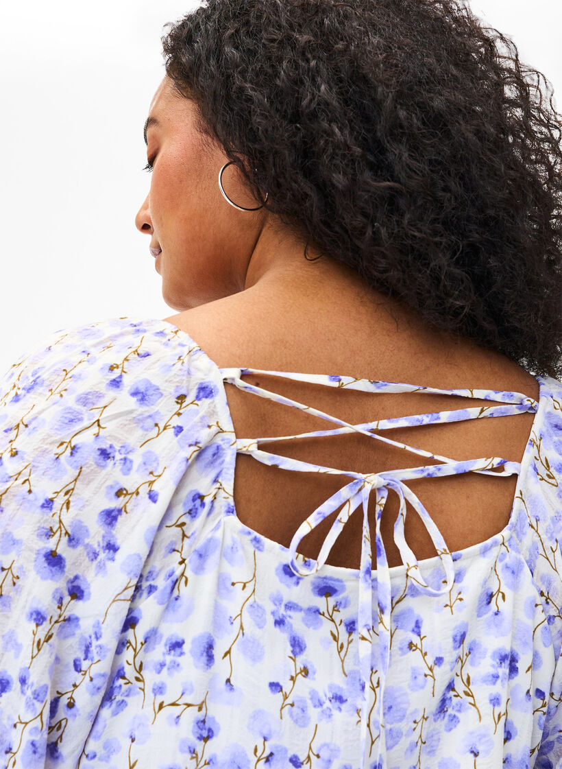 Summer dress with floral print and lace details, Sand Verbena AOP, Model image number 3