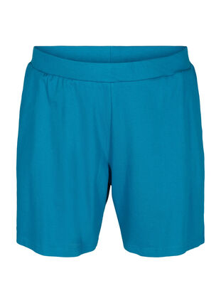 Loose cotton shorts with pockets, Fjord Blue, Packshot image number 0