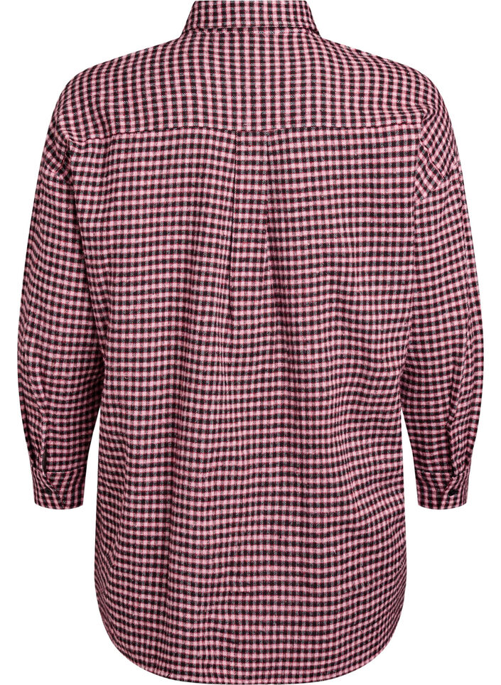Long checked shirt with chest pockets, Red, Packshot image number 1