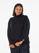 Knitted blouse with merino wool and turtleneck, Black, Model image number 0