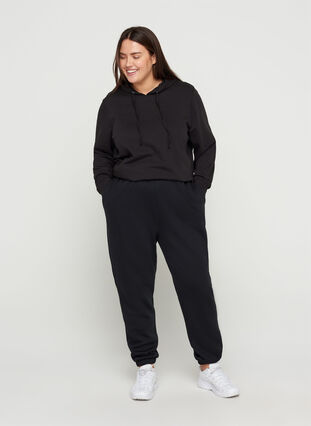 Sweatshirt with a hood and ribbed cuffs, Black, Model image number 2