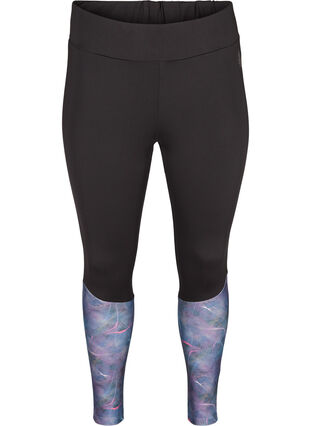 Cropped sports leggings with print, Black Comb, Packshot image number 0