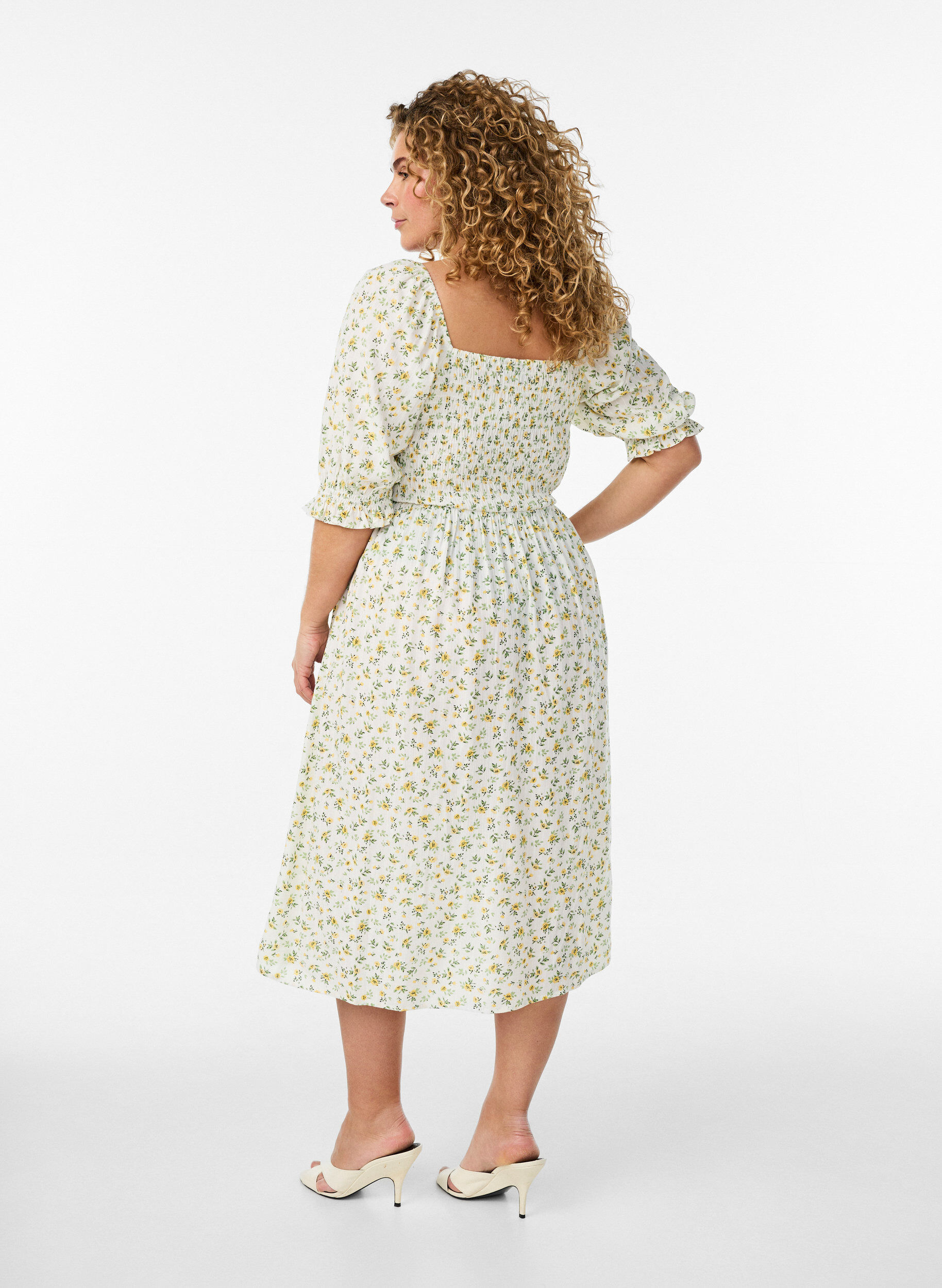 Zizzifashion Floral viscose summer dress, White, Model image number 1