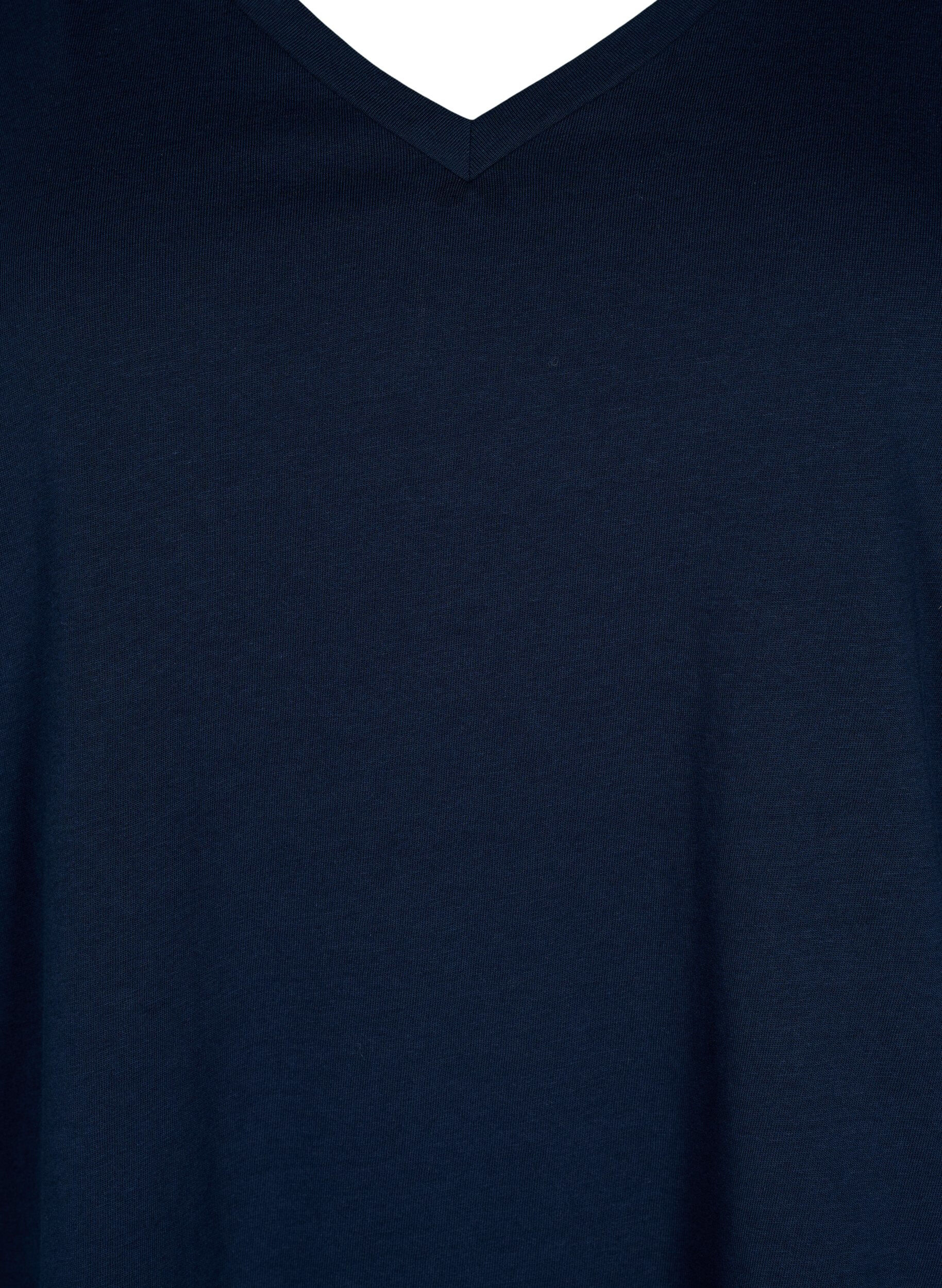 Zizzifashion Cotton t-shirt with short lace sleeves, Blue, Packshot image number 2