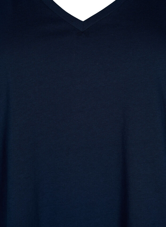 Cotton t-shirt with short lace sleeves, Blue, Packshot image number 2