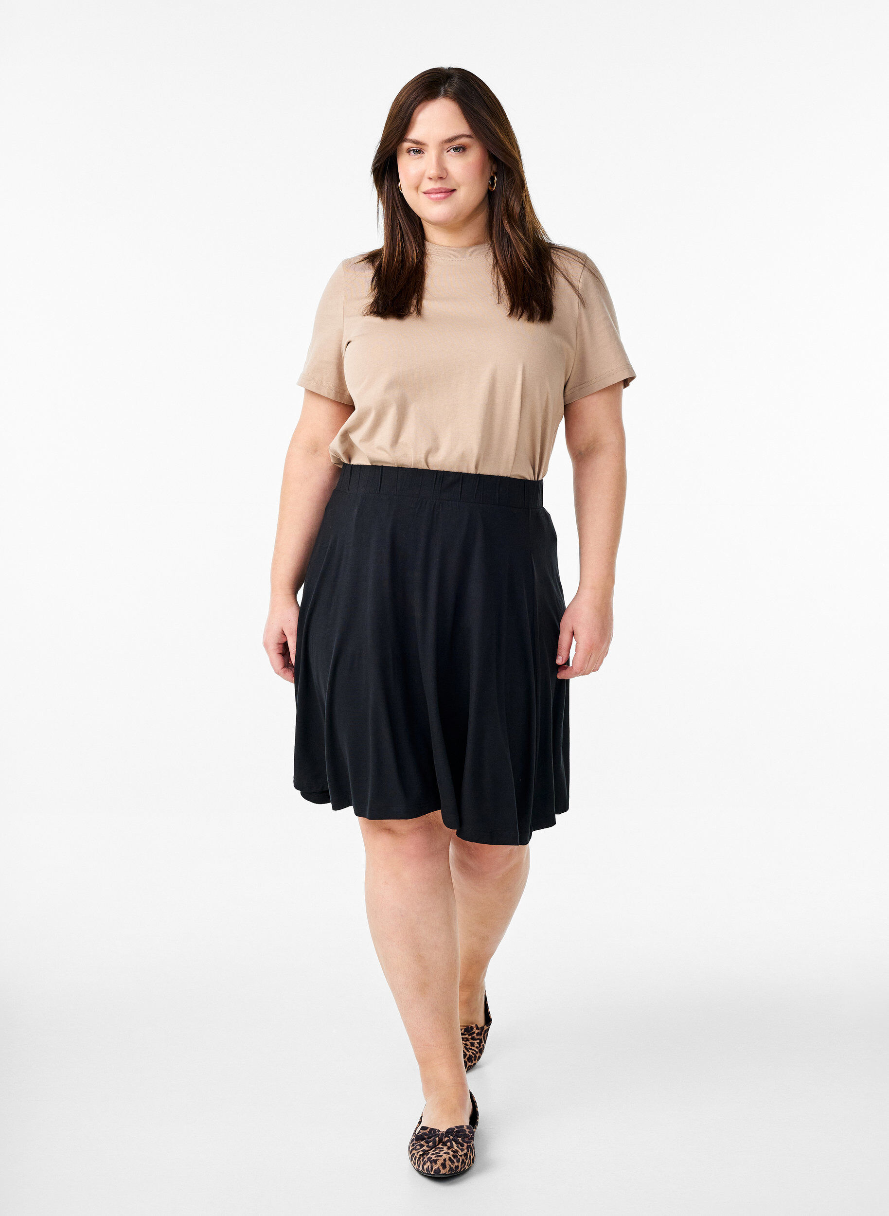 Zizzifashion Loose viscose skirt, Black, Model image number 0