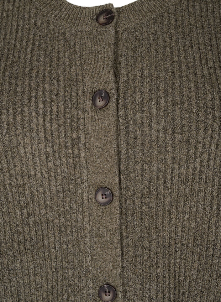 Rib knit cardigan with buttons, Green, Packshot image number 2