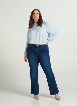 Bootcut Ellen jeans with a high waist, Blue denim, Model image number 1