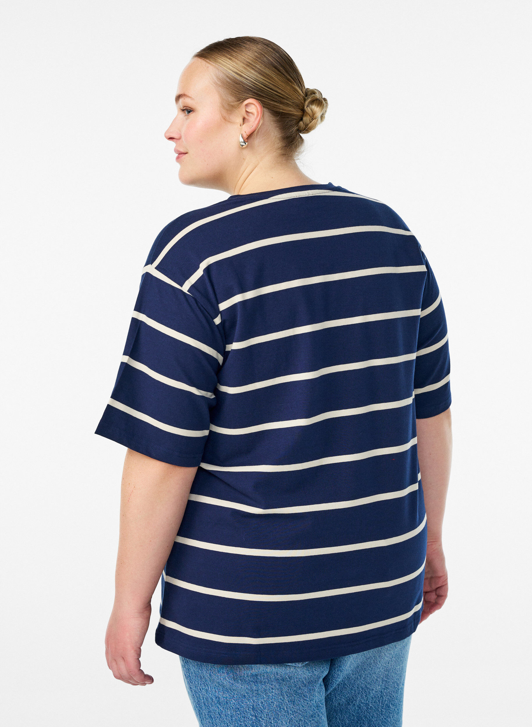 Zizzifashion T-shirt with stripes and leopard detail, Blue, Model image number 2