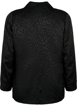 Tone-on-tone jacquard blazer in viscose, Black, Packshot image number 1