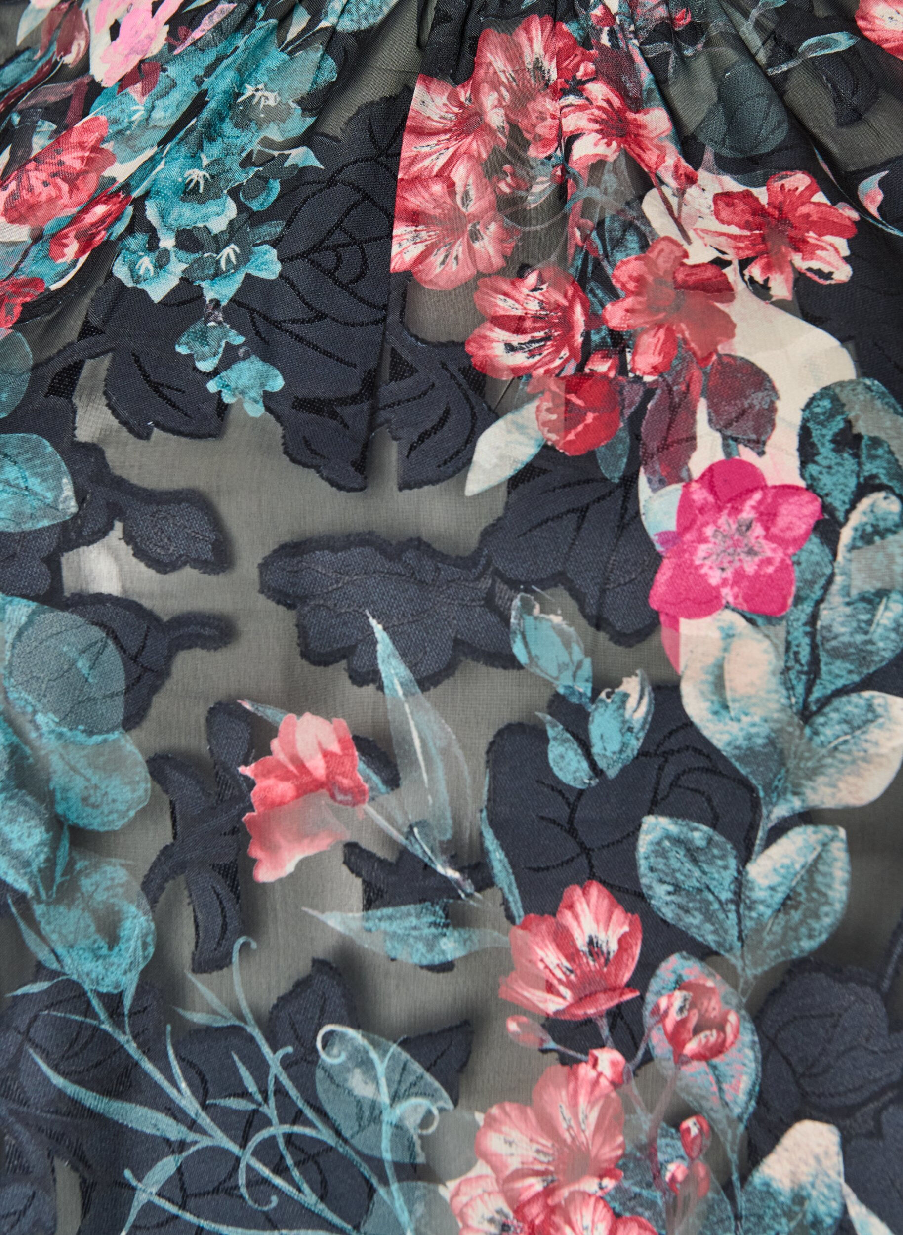 ZizzifashionFloral blouse with woven texture, Black, Packshot image number 2