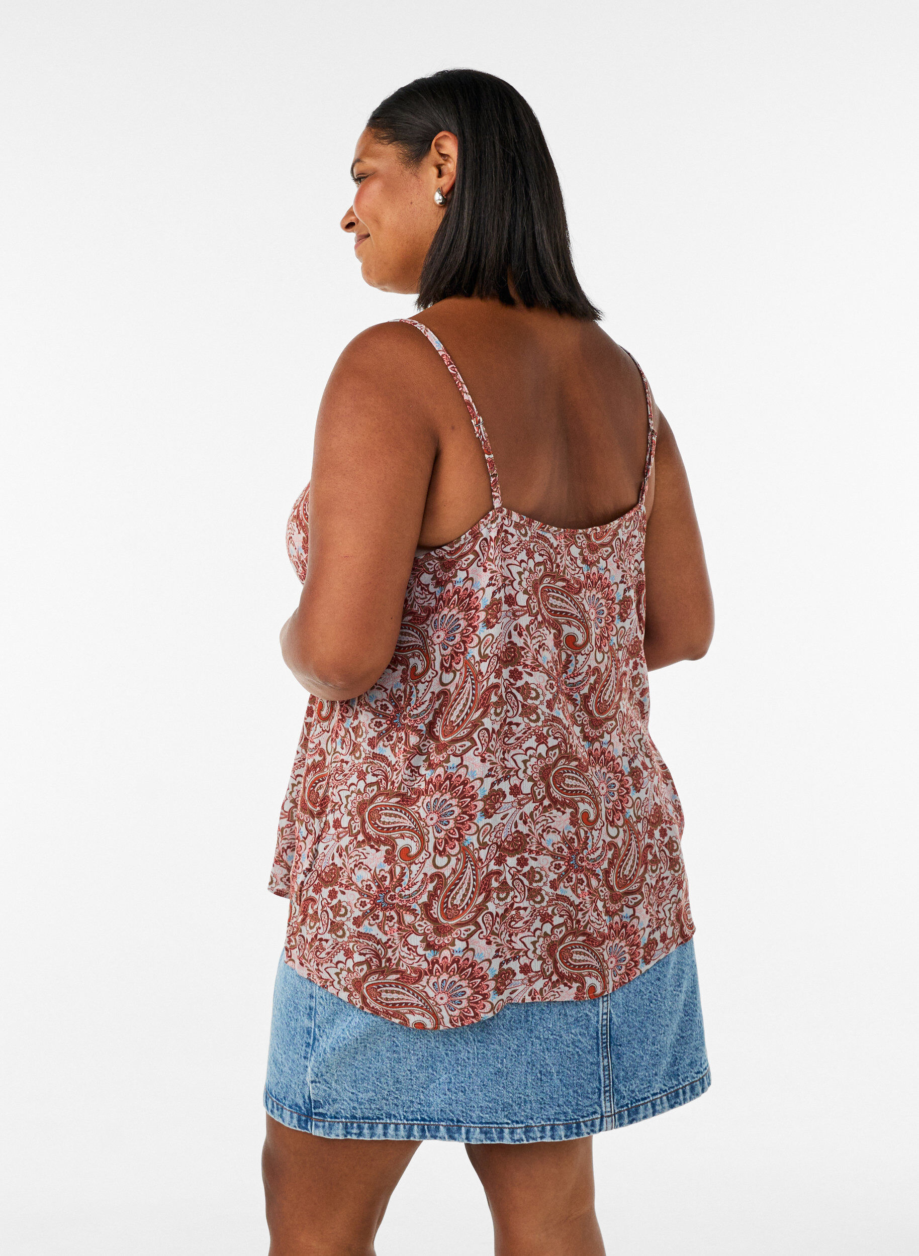 ZizzifashionStrap top in viscose, Pink, Model image number 2