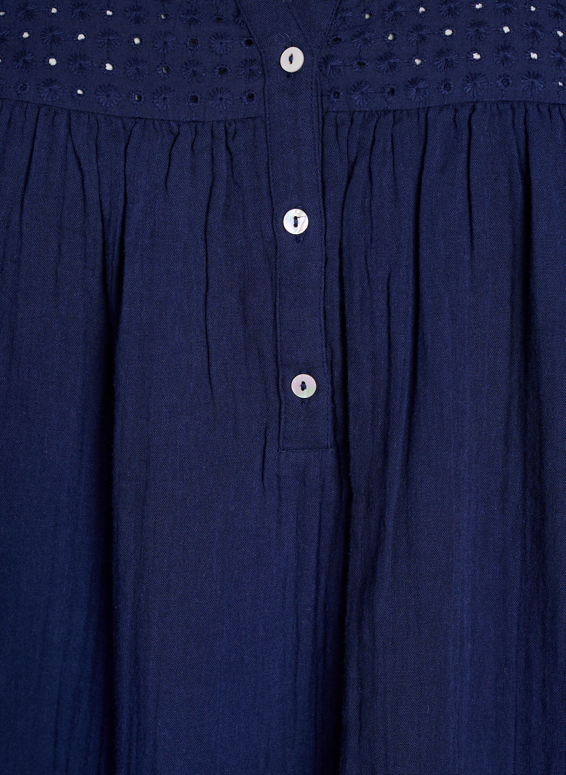 ZizzifashionCotton muslin tunic with broderie anglaise, Blue, Packshot image number 2
