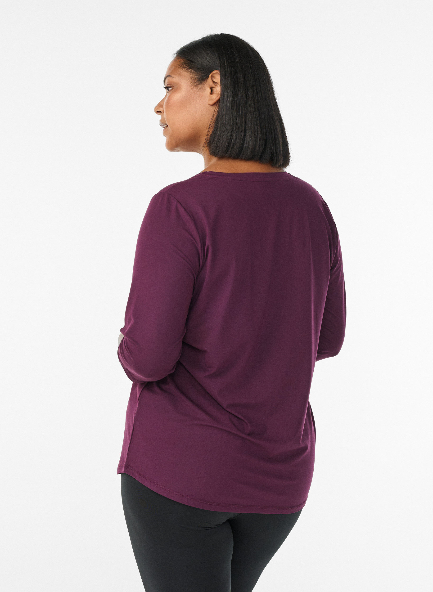 ZizzifashionWorkout top with 3/4 sleeves, Purple, Model image number 2