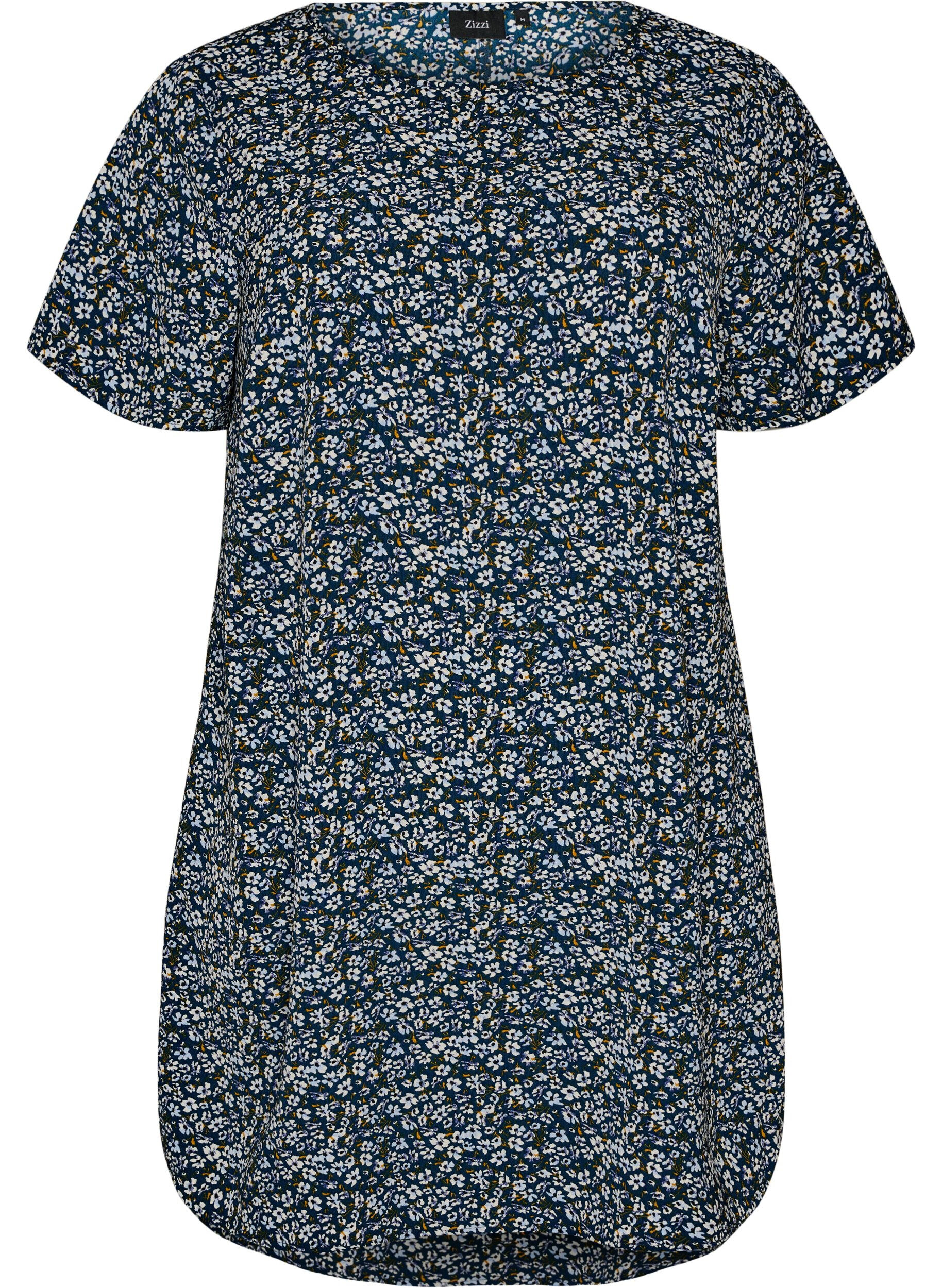 Dress with print and short sleeves