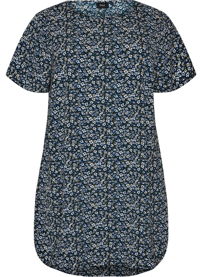 Dress with print and short sleeves, Blue, Packshot image number 0
