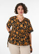 Floral cotton blouse with tie-fastening, Orange, Model image number 0