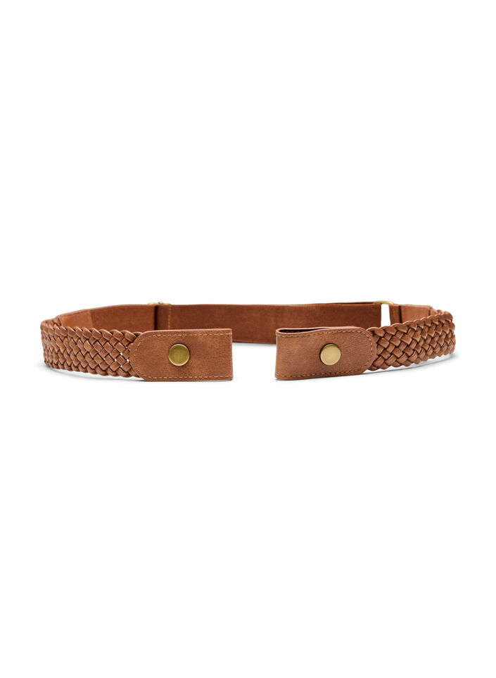 Braided elastic belt, Brown, Packshot image number 0