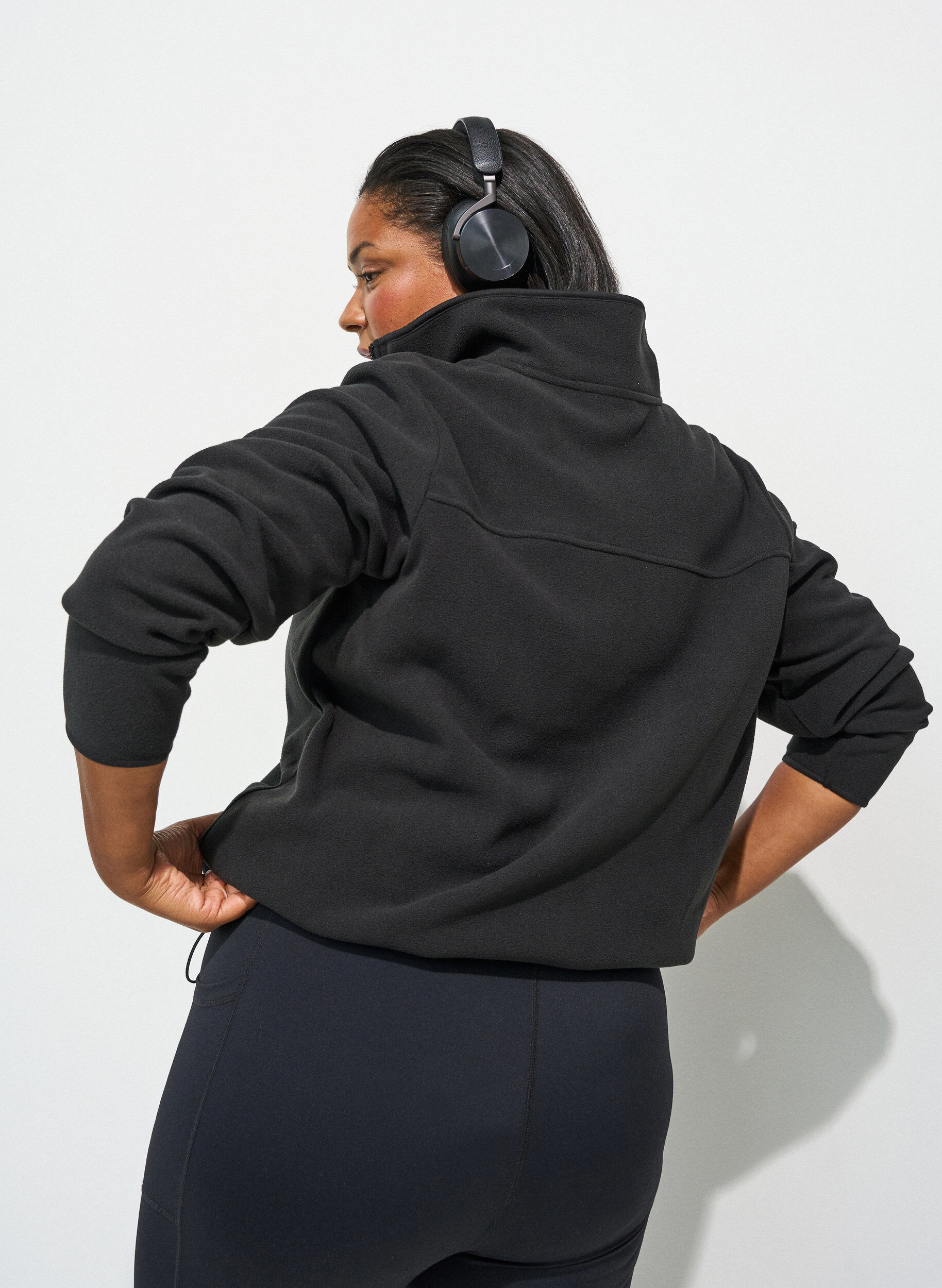 Zizzifashion Fleece jacket with pockets, Black, Model image number 2