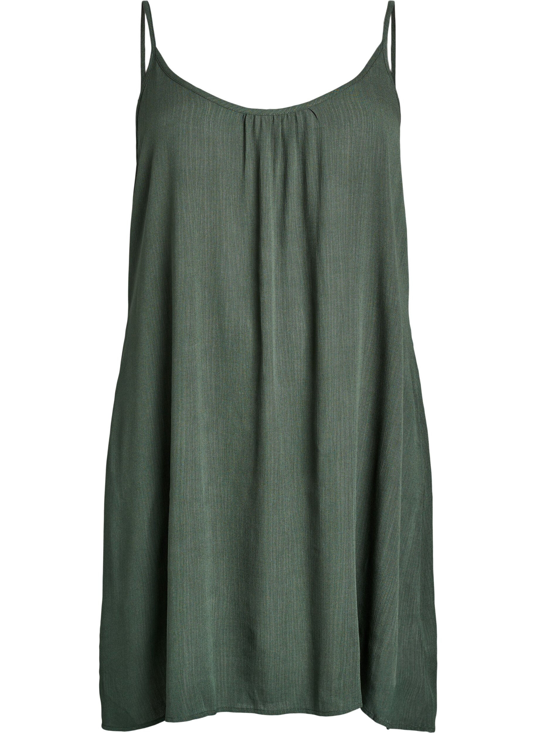 Solid colour strap dress in viscose