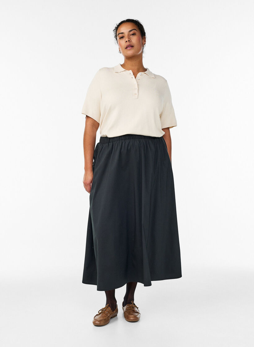 Fine-knit polo shirt with short sleeves, Beige, Model image number 0