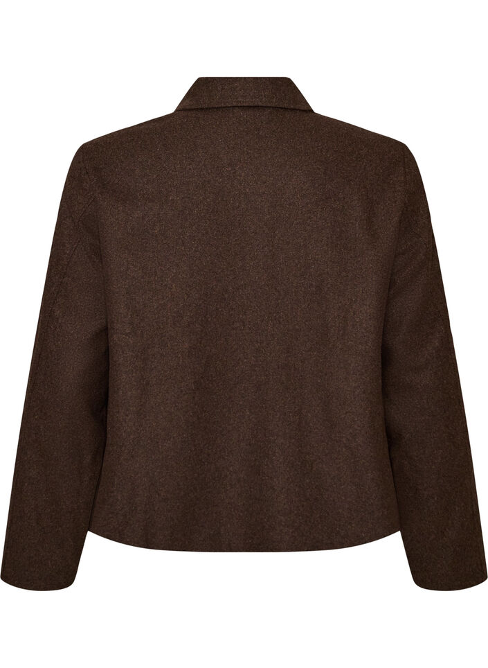 Short jacket with shirt collar and zip, Brown, Packshot image number 1