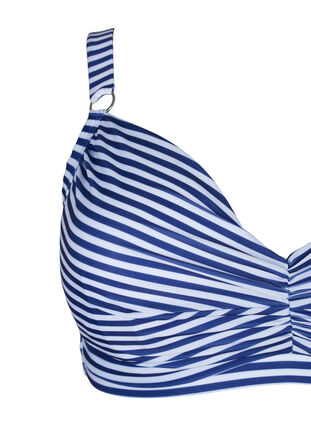 Printed bikini bra with underwire, Blue Striped, Packshot image number 2